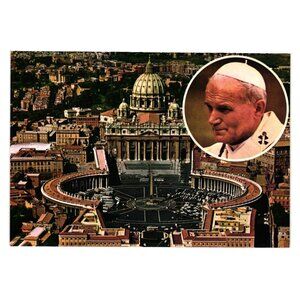 Vintage Postcard St Peters Basilica Vatican City Pope Portrait Narni Terni 1983